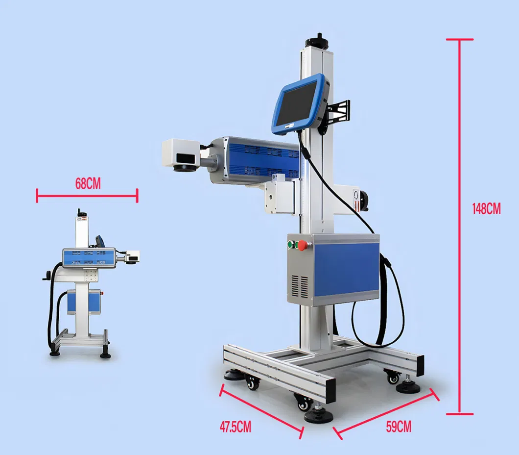 High Speed Production Date Laser Printer CO2 Laser 30W Flying Laser Marking Machine with Package Separator for Food Industry