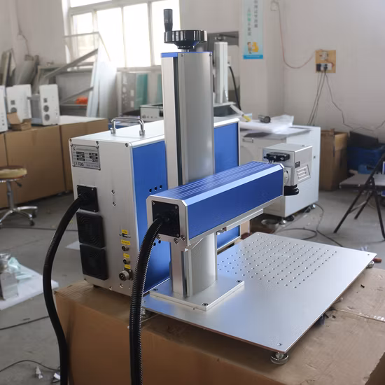 2023 새로운 디자인 10W/20W/30W/50W/100 와트 미니 휴대용 금속 섬유/CO2 UV Raycus/Max/Ipg Jpt/Mopa 레이저 마커 조각사 에칭 마킹 기계 가격